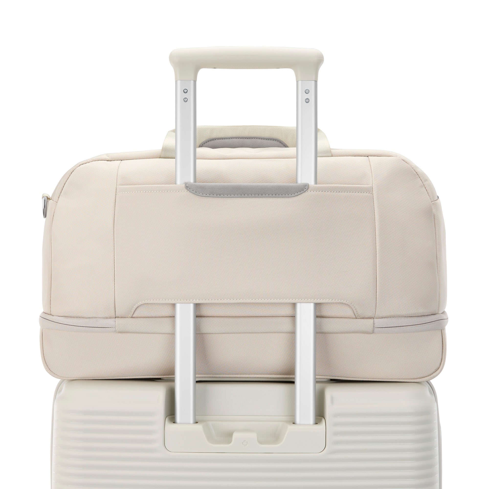 Samsonite Paralux Weekender Duffel Bag, Travel Carry-On Bag with Wide Opening, Drop-Bottom Shoe & Laundry Compartment, AirTag Holder, StackIt Strap - Business & Leisure Travel Bag ( Stone Grey , One Size ) Stone Grey One Size U1