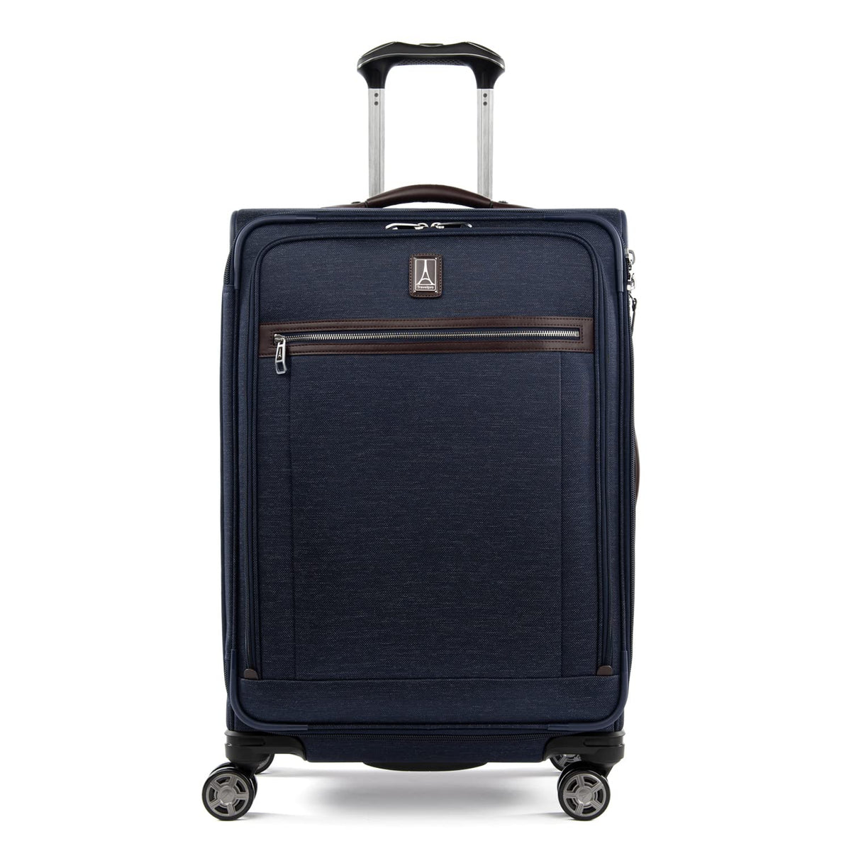 Travelpro Platinum Elite Softside Expandable Checked Luggage, 8 Wheel Spinner Large Suitcase, TSA Lock, Men and Women ( True Navy Blue , Checked-Medium 25-Inch ) True Navy Blue Checked Medium 25 Inch U5