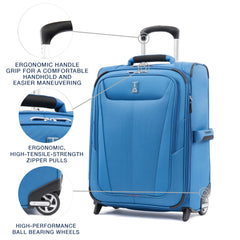Travelpro Maxlite 5 Softside Expandable Upright 2 Wheel Luggage, Lightweight Suitcase, Men and Women Azure Blue Carry On 20 Inch U2