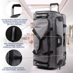 Travelpro Bold Drop Bottom Wheeled Rolling Duffel Bag Grey/Black 30 Inch U2
