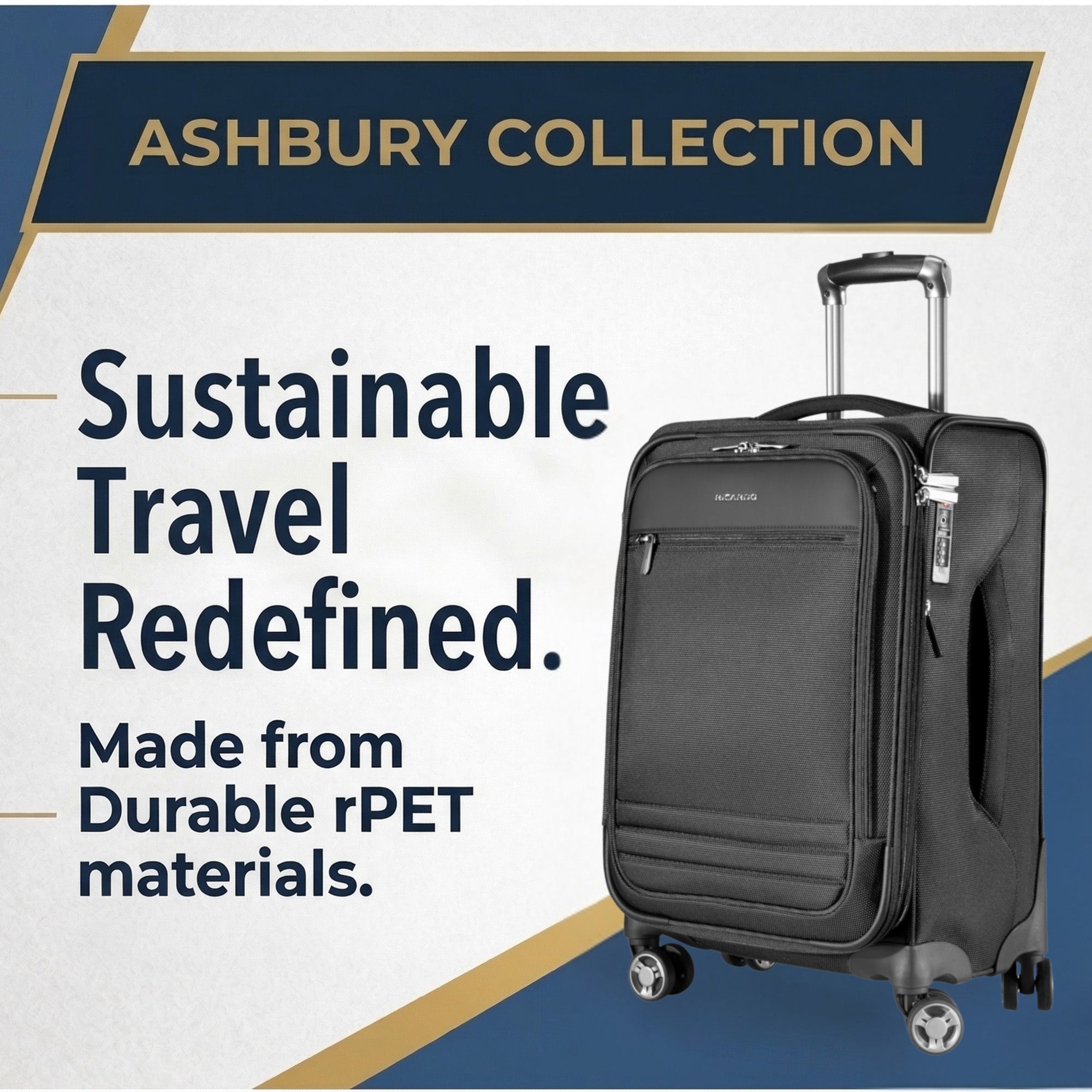 Ricardo Beverly Hills Ashbury Softside Luggage, Expandable Suitcase, Lightweight Sustainable rPET Travel Bag with TSA Lock & Dual Spinner Wheels, 20-inch Carry-on ( Black , Carry-On 20-Inch ) Black Carry On 20 Inch U1