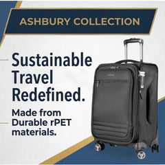 Ricardo Beverly Hills Ashbury Softside Luggage, Expandable Suitcase, Lightweight Sustainable rPET Travel Bag with TSA Lock & Dual Spinner Wheels, 20-inch Carry-on ( Black , Carry-On 20-Inch ) Black Carry On 20 Inch U1