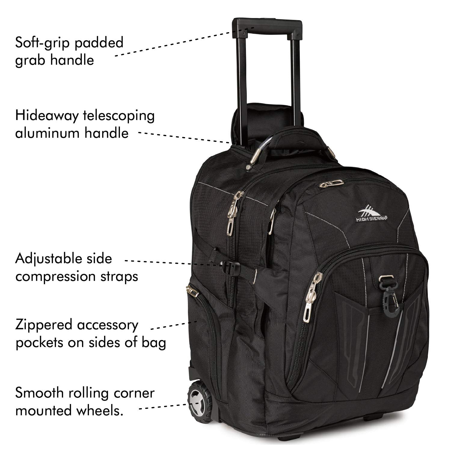 High Sierra Wheeled Backpack ( Black , One size ) Black One Size U2