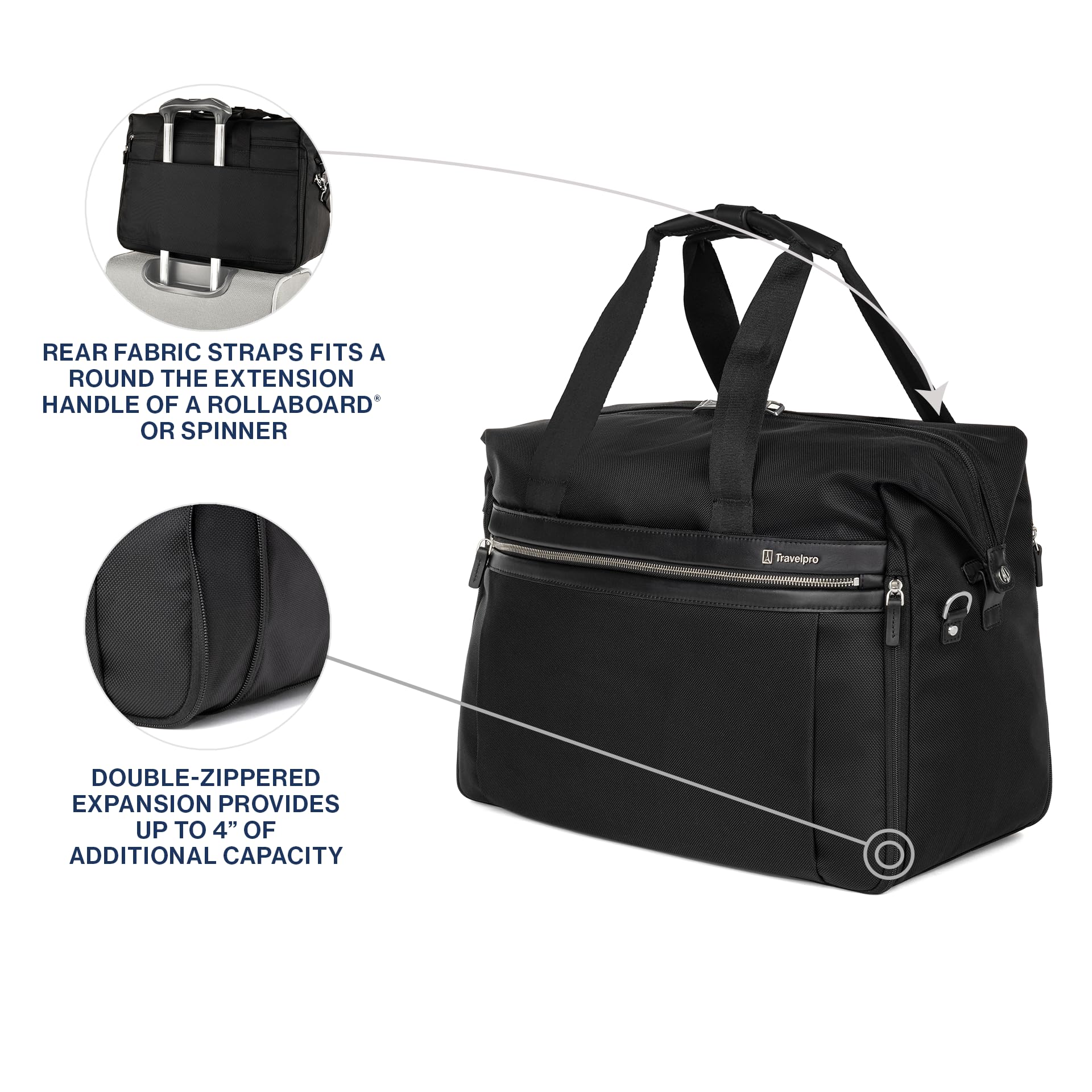 Travelpro Platinum Elite Carry on Soft Travel Duffel Bag, Weekender, Gym Bag, Men and Women ( Black , 19 Inch ) Black 19 Inch U1