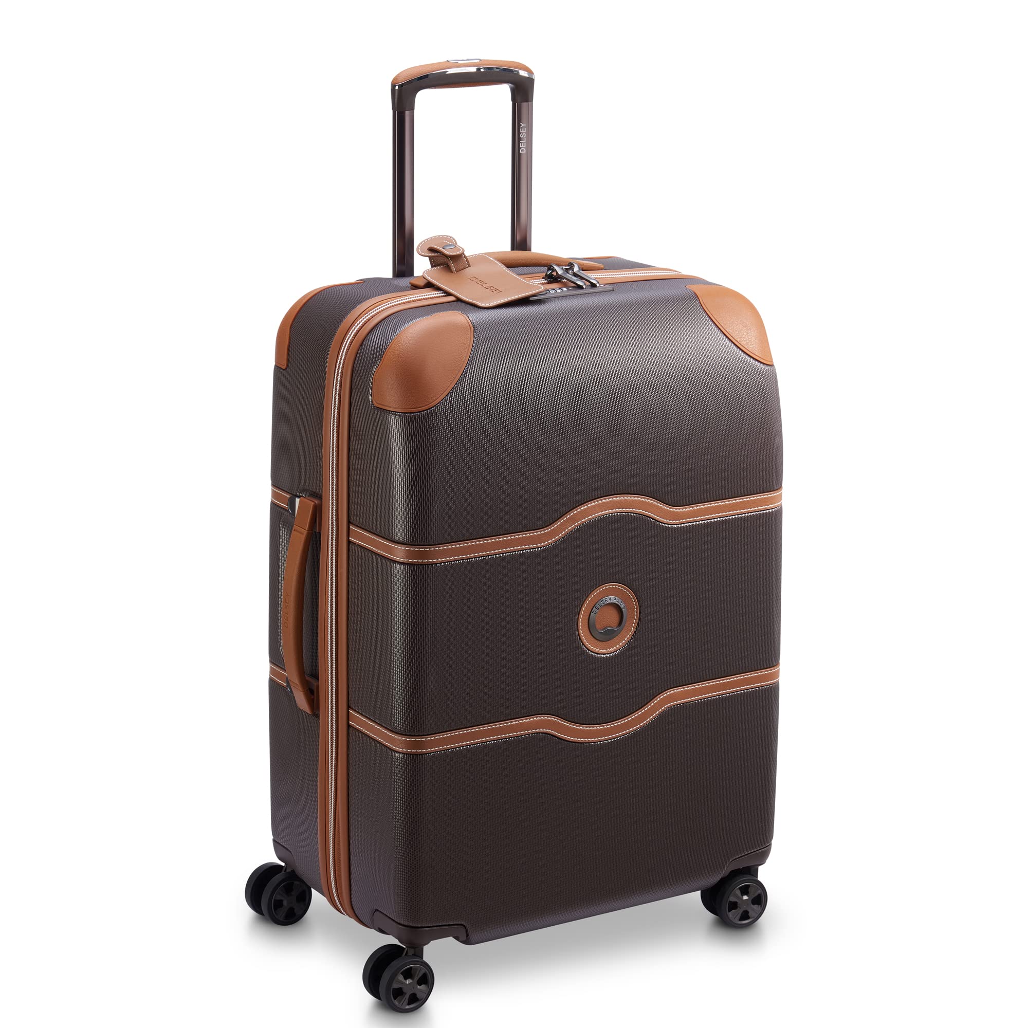 DELSEY Paris Chatelet Air 2.0 Hardside Luggage with Spinner Wheels ( Chocolate Brown , Checked-Medium 24 Inch ) Chocolate Brown Checked Medium 24 Inch U7
