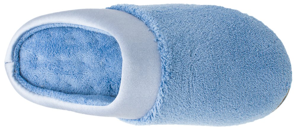 Isotoner Women's Microterry PillowStep Satin Cuff Clog Slippers ( Denim , Small / 6.5-7 B(M) US ) Denim Small 6 5 7 B M US U1