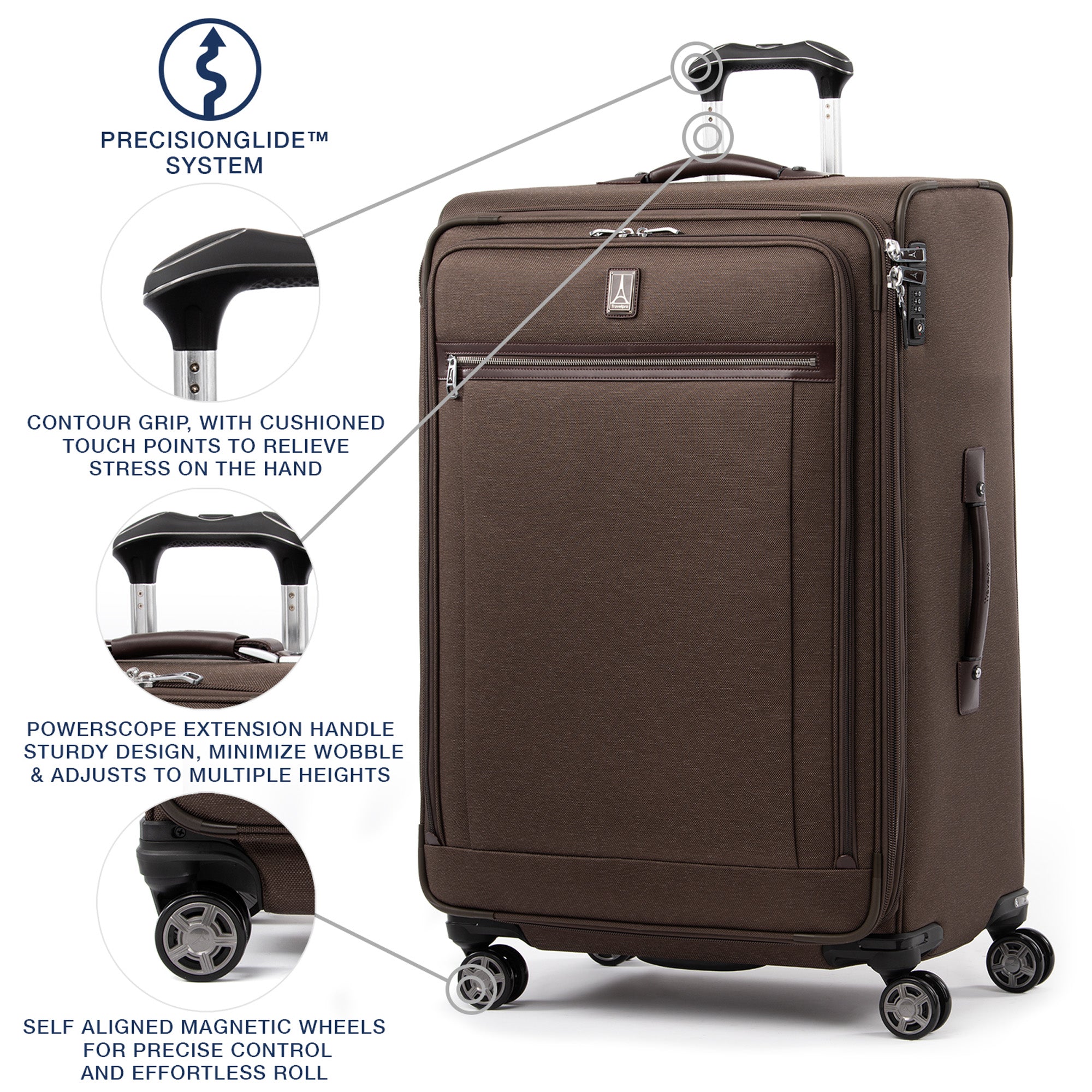 Travelpro Platinum Elite Softside Expandable Checked Luggage, 8 Wheel Spinner Large Suitcase, TSA Lock, Men and Women, Checked Large 29-Inch ( Rich Espresso Brown , Checked-Large 29-Inch ) Rich Espresso Brown Checked Large 29 Inch U2