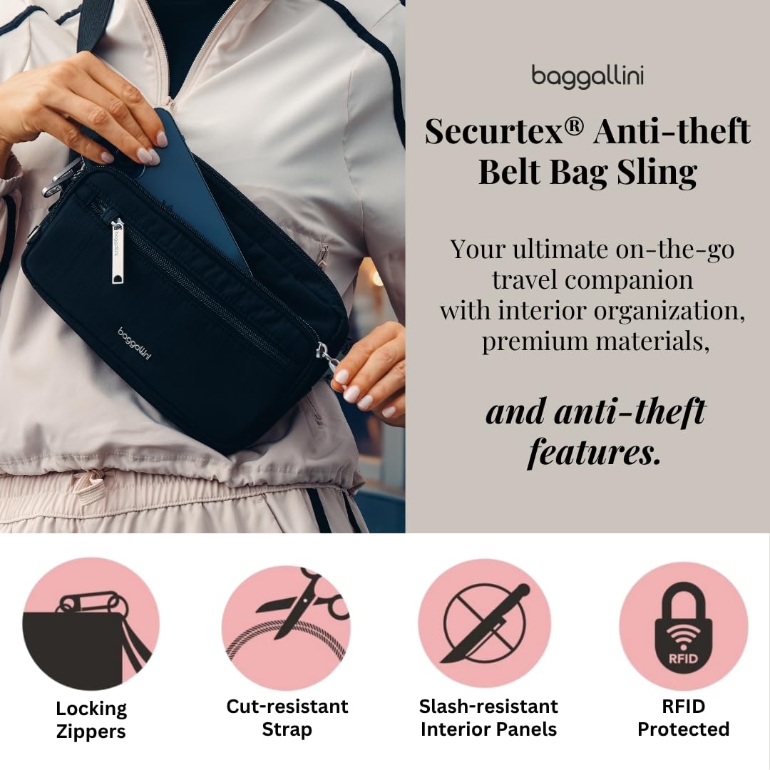 Baggallini Securtex anti-theft belt bag ( Mist , One Size ) Mist One Size U1