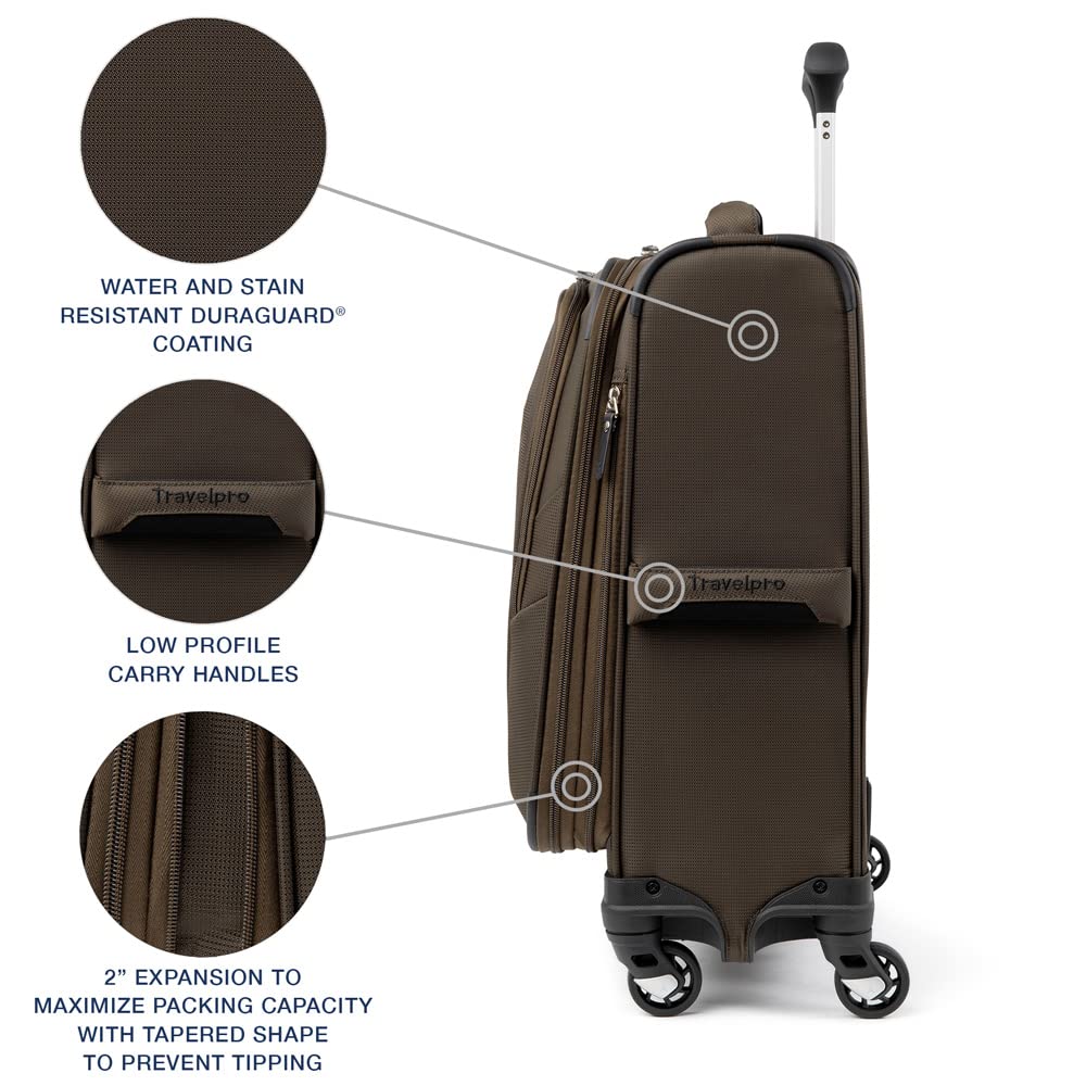 Travelpro Maxlite 5 Softside Expandable Luggage with 4 Spinner Wheels, Lightweight Suitcase, Men and Women ( Mocha , Carry-on 19-Inch ) Mocha Carry On 19 Inch U8
