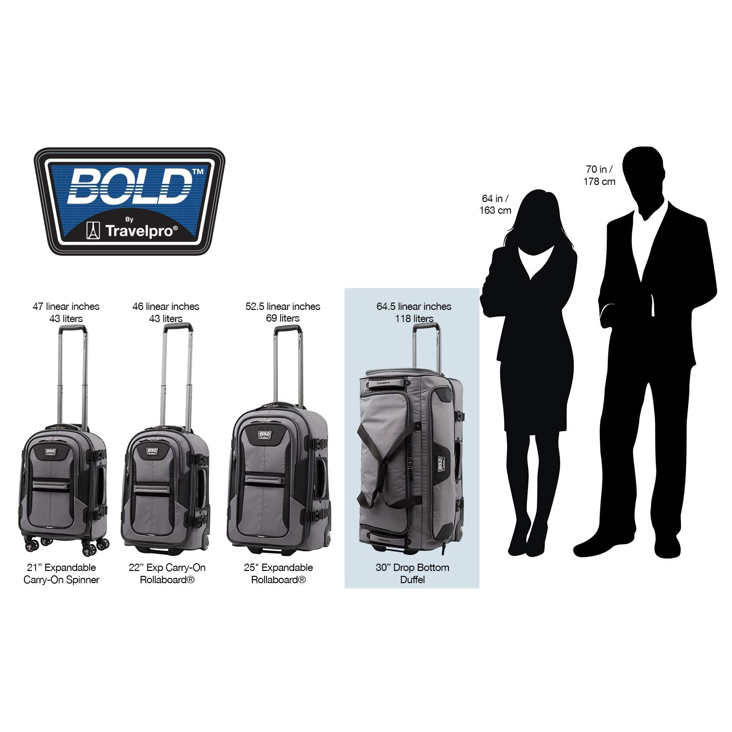 Travelpro Bold Drop Bottom Wheeled Rolling Duffel Bag ( Grey/Black , 30-Inch ) Grey/Black 30 Inch U5