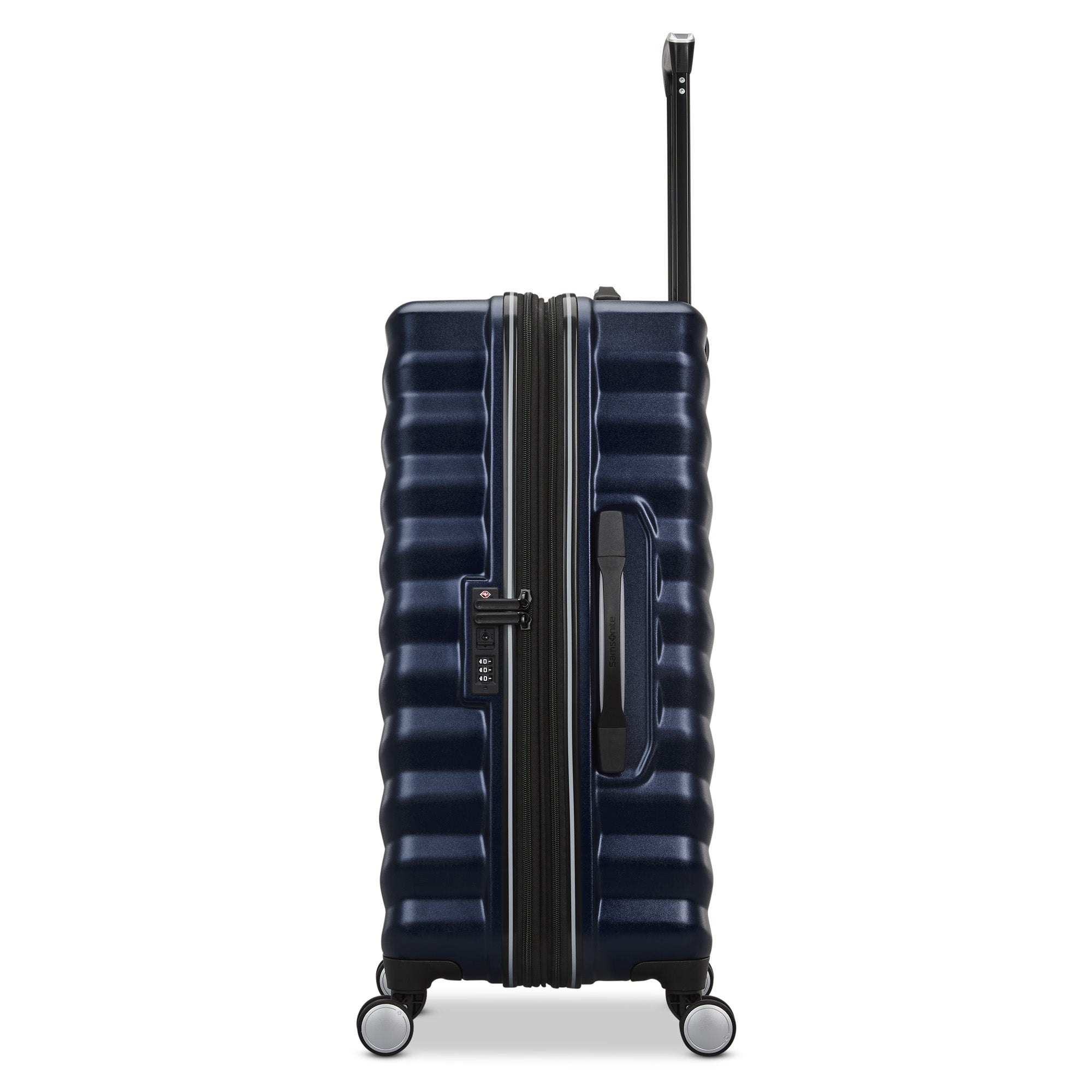 Samsonite Hard-Sided 24-Inch Lightweight Checked Medium Expandable Element Suitcase: Durable, 360 Spinner Wheels, Adjustable Telescopic Handle, TSA-Approved Lock ( Navy , 24-Inch Checked-Medium ) Navy 24 Inch Checked Medium U1