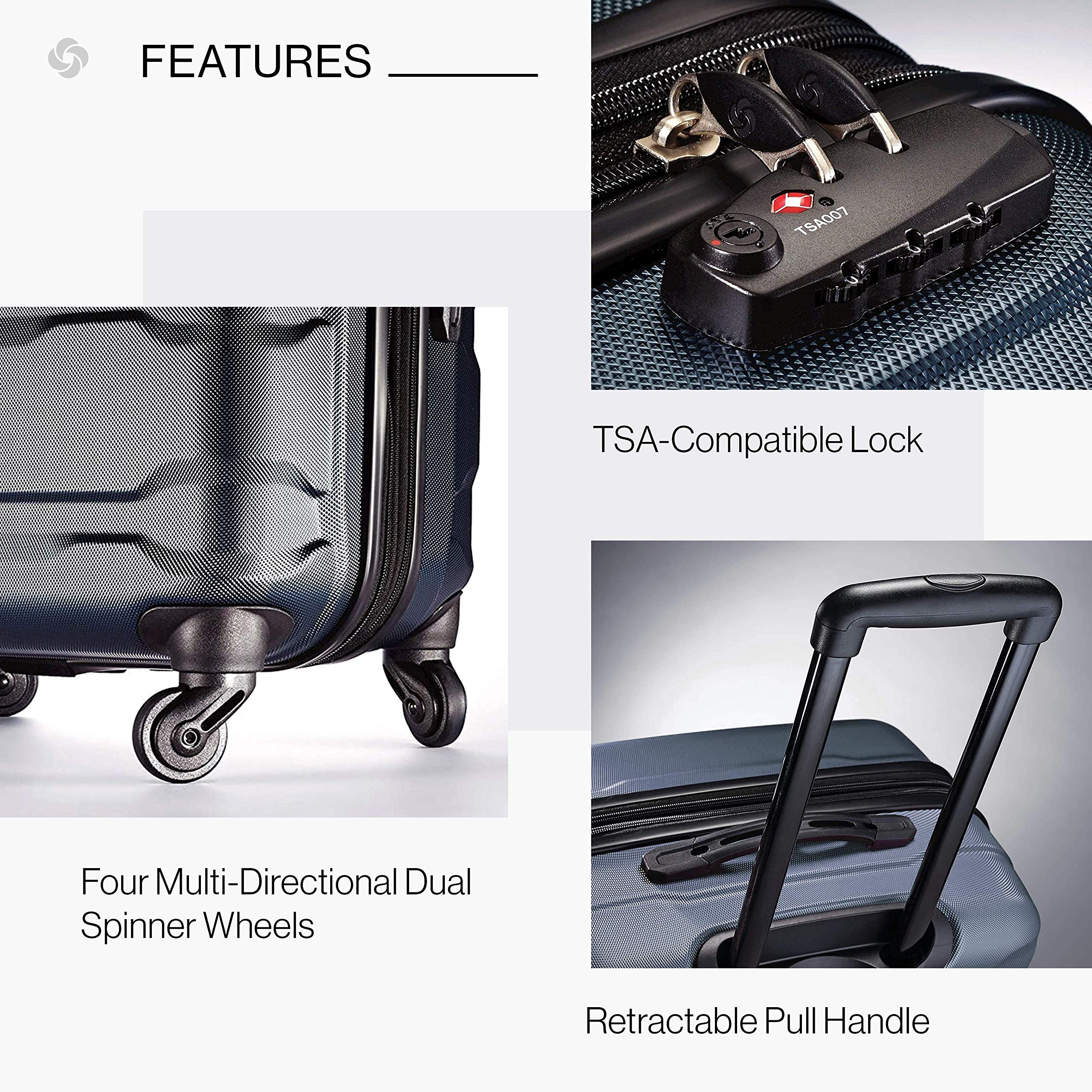 Samsonite Omni Pc Hardside Expandable Luggage with Spinner Wheels Teal Checked Large 28 Inch U16