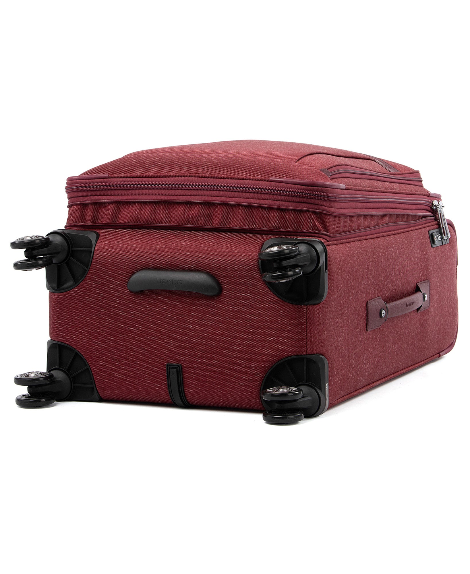 Travelpro Platinum Elite Softside Expandable Checked Luggage, 8 Wheel Spinner Suitcase, TSA Lock, Men and Women, Checked Medium 25-Inch ( Bordeaux Red , Checked-Medium 25-Inch ) Bordeaux Red Checked Medium 25 Inch U6