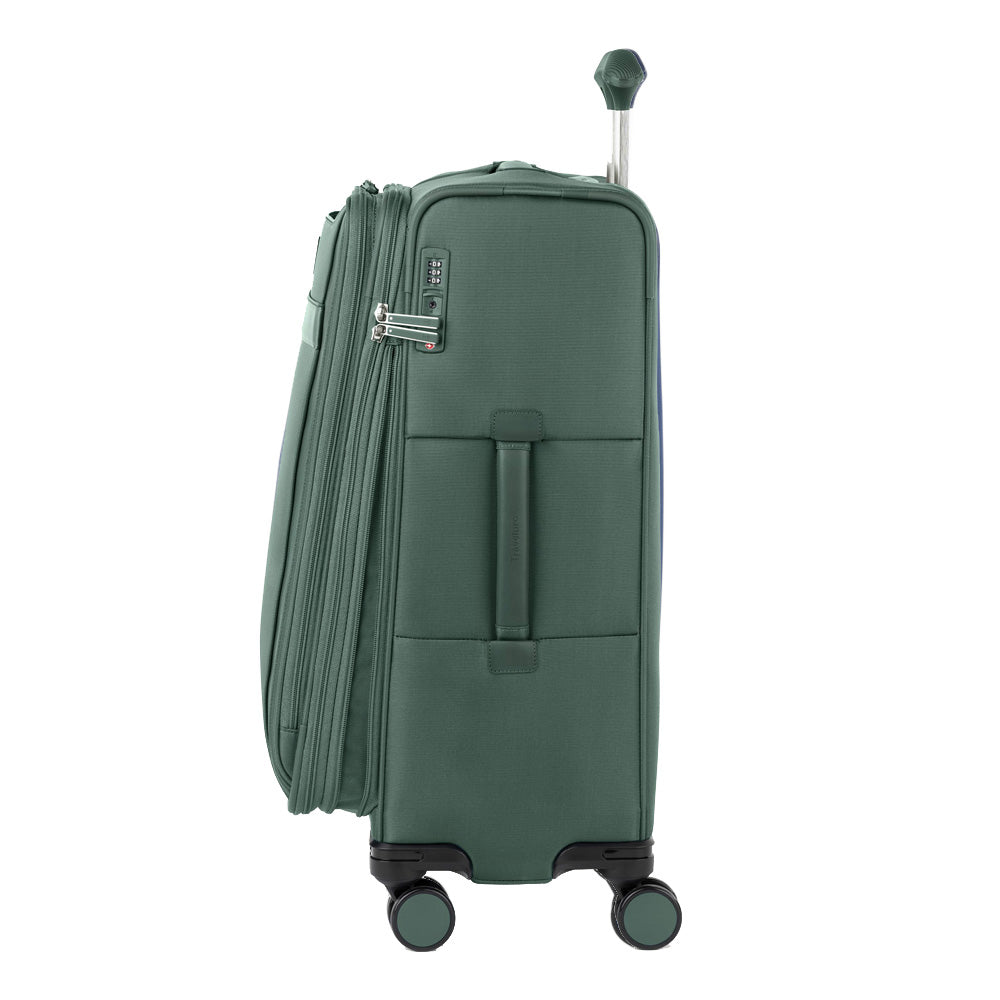 Travelpro Versapack + Lightweight Softside Expandable Checked Luggage, 8 Spinner Suitcase, TSA Lock, Men and Women ( Desert Sage , Checked Medium 25-Inch ) Desert Sage Checked Medium 25 Inch U1