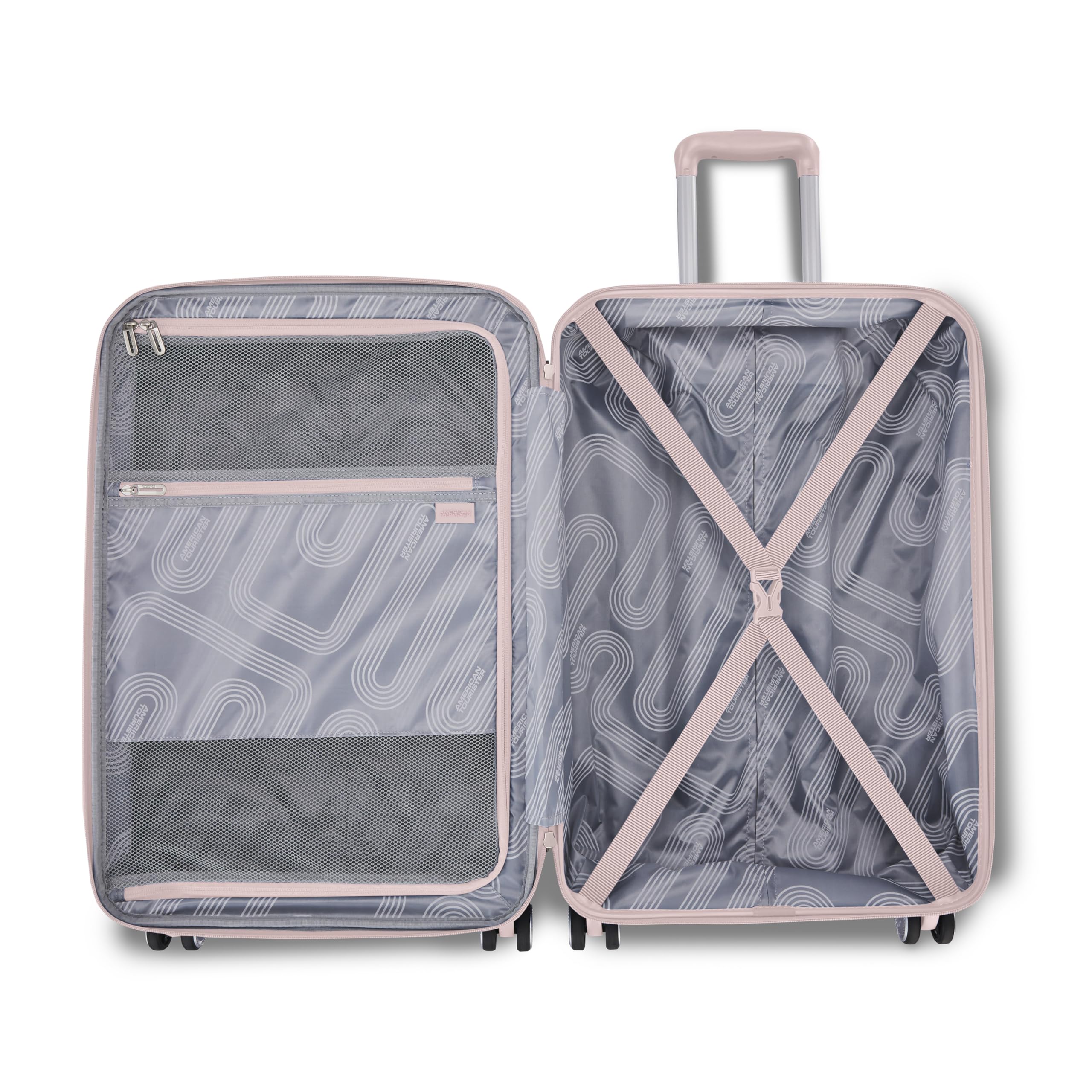 American Tourister Stratum 3.0, Airline Approved, Durable Hardside Luggage, Expands 1.5", RightHeight Adjustable Handle ( Pink Blush , Medium - Checked ) Pink Blush Medium Checked U2