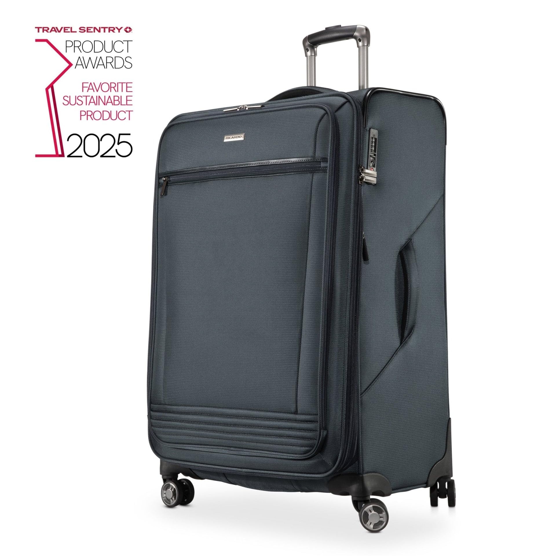 Ricardo Beverly Hills Avalon Softside Luggage Made with Sustainable 100% Recycled PET (rPET), Lightweight, Eco-Friendly Travel, Expandable, Dual Spinner Wheels ( Storm Blue , 28-inch ) Storm Blue 28 Inch U1