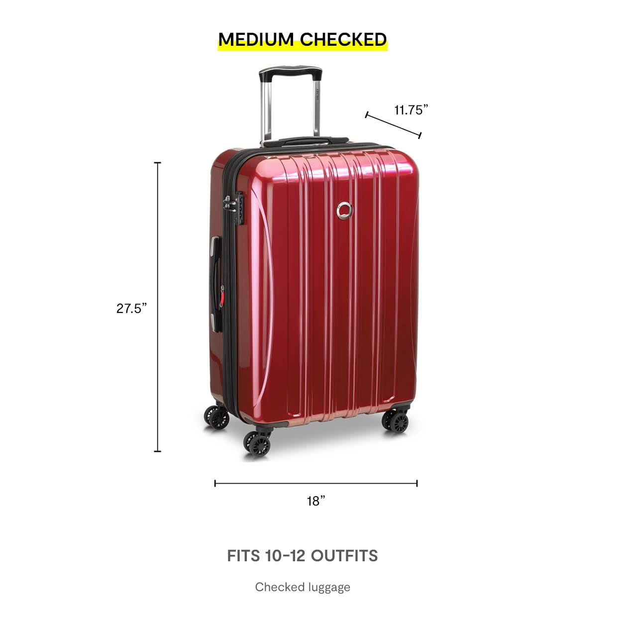 DELSEY PARIS Helium Aero Hardside Expandable Luggage with Spinner Wheels ( Brushed Charcoal , Checked-Medium 24 Inch ) Brushed Charcoal Checked Medium 24 Inch U4