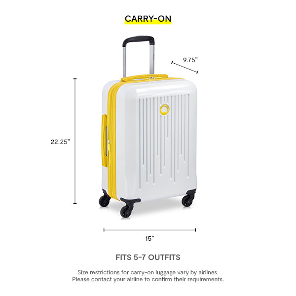 Delsey Paris Christine Hardside Expandable Luggage with Spinner Wheels ( White with Yellow Trim , Carry On 20 Inch ) White with Yellow Trim Carry On 20 Inch U2