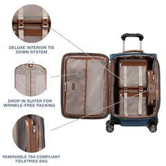 Travelpro Platinum Elite Softside Expandable Checked Luggage, 8 Wheel Spinner Large Suitcase, TSA Lock, Men and Women ( Coastal Blue , Carry-On 21-Inch ) Coastal Blue Carry On 21 Inch U5