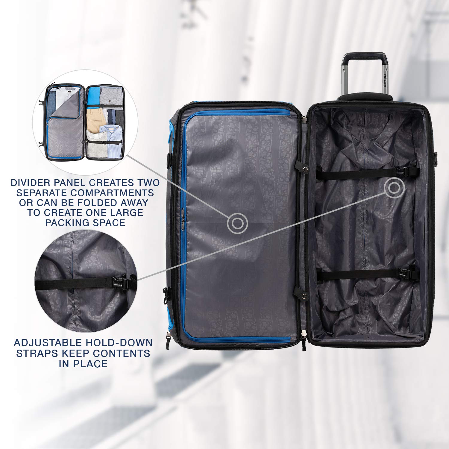 Travelpro Bold Drop Bottom Wheeled Rolling Duffel Bag ( Blue/Black , 30-Inch ) Blue/Black 30 Inch U6