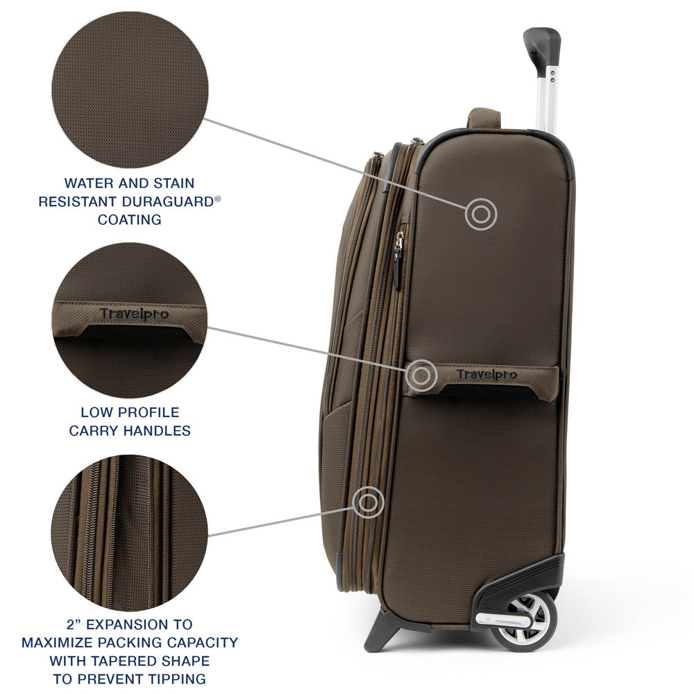 Travelpro Maxlite 5 Softside Expandable Upright 2 Wheel Luggage, Lightweight Suitcase, Men and Women Mocha Carry On 22 Inch U14