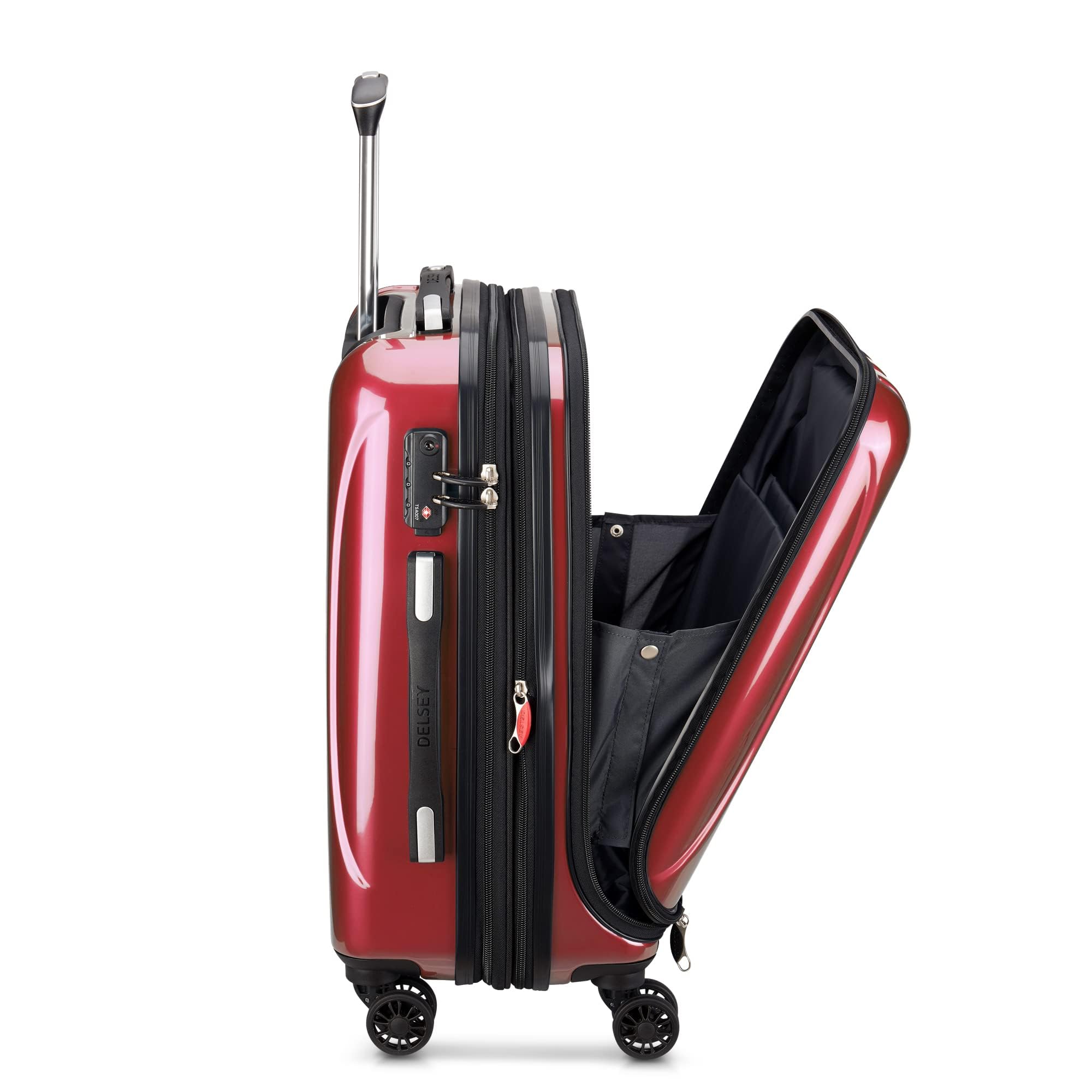 DELSEY Paris Helium Aero Hardside Expandable Luggage with Spinner Wheels ( Brick Red , Carry-On 19 Inch ) Brick Red Carry On 19 Inch U1
