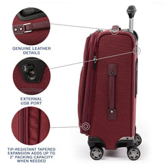 Travelpro Platinum Elite Softside Expandable Checked Luggage, 8 Wheel Spinner Large Suitcase, TSA Lock, Men and Women ( Bordeaux Red , Carry-On 21-Inch ) Bordeaux Red Carry On 21 Inch U6