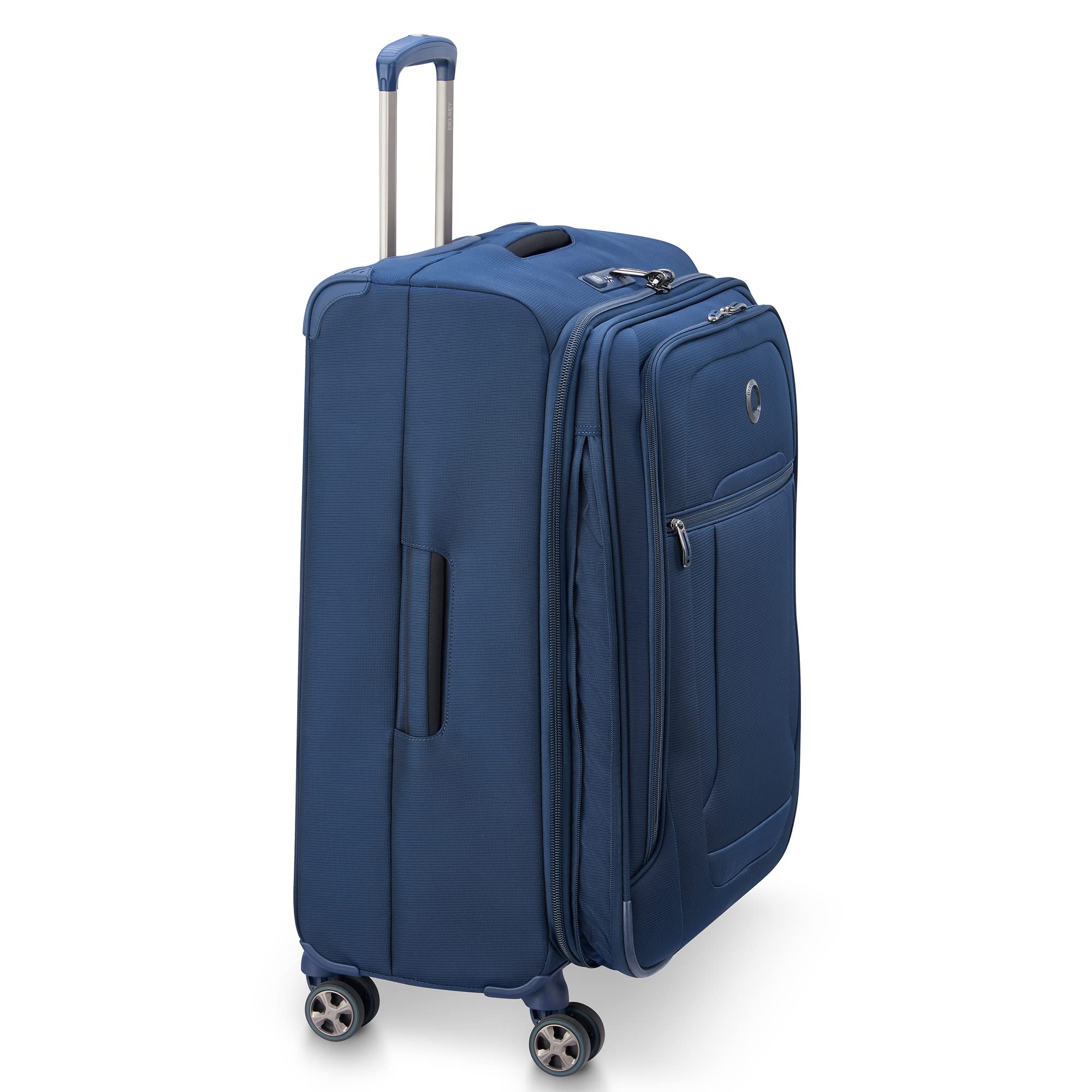 DELSEY Paris Helium DLX Softside Expandable Luggage with Spinner Wheels ( Navy Blue , Checked-Medium 25 Inch ) Navy Blue Checked Medium 25 Inch U3