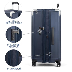 Travelpro Platinum Elite Hardside Expandable Spinner Wheel Luggage TSA Lock Hard Shell Polycarbonate Suitcase ( True Navy Blue , Checked- Large 28-Inch ) True Navy Blue Checked Large 28 Inch U3