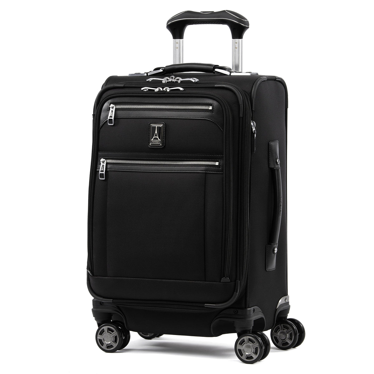 Travelpro Platinum Elite Softside Expandable Luggage, 8 Wheel Spinner Suitcase, USB Port, Fits up to 15" Laptop, Men and Women, Business Plus Shadow Black Carry On 20 Inch U3