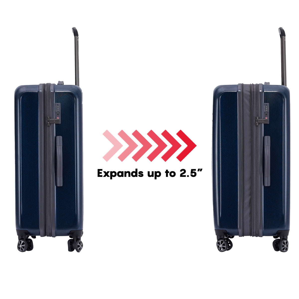 Spyder Rails 29 Inch Expandable Hardside Upright Suitcase with 360 Spinner Wheels, TSA Approved Lock ( Carbon Blue , 29" ) Carbon Blue 29 U1