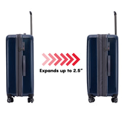 Spyder Rails 29 Inch Expandable Hardside Upright Suitcase with 360 Spinner Wheels, TSA Approved Lock ( Carbon Blue , 29" ) Carbon Blue 29 U1