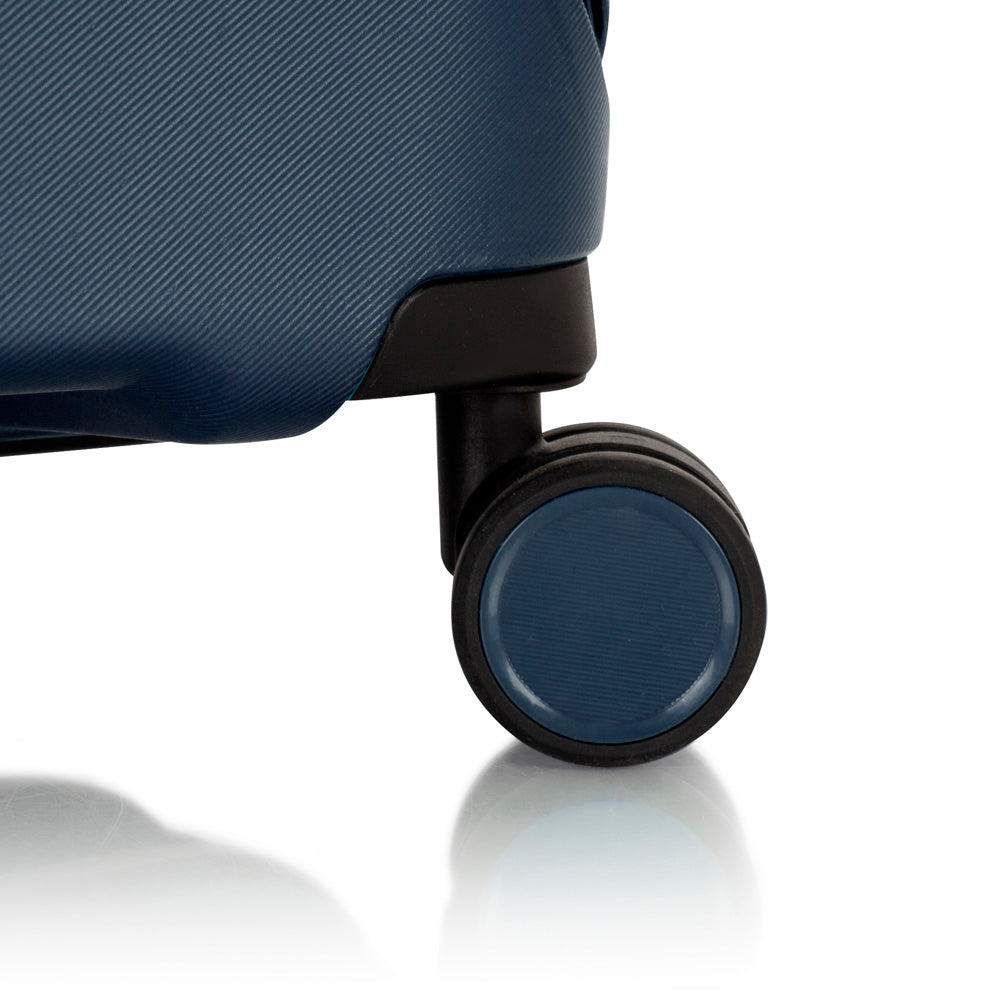 Heys Milos Durable and lightweight luggage, made with Duraflex impact-resistant material, TSA Combination Lock, Dual Spinner Wheels, and Expandable ( Navy , 26-Inch Checked-Medium ) Navy 26 Inch Checked Medium U1