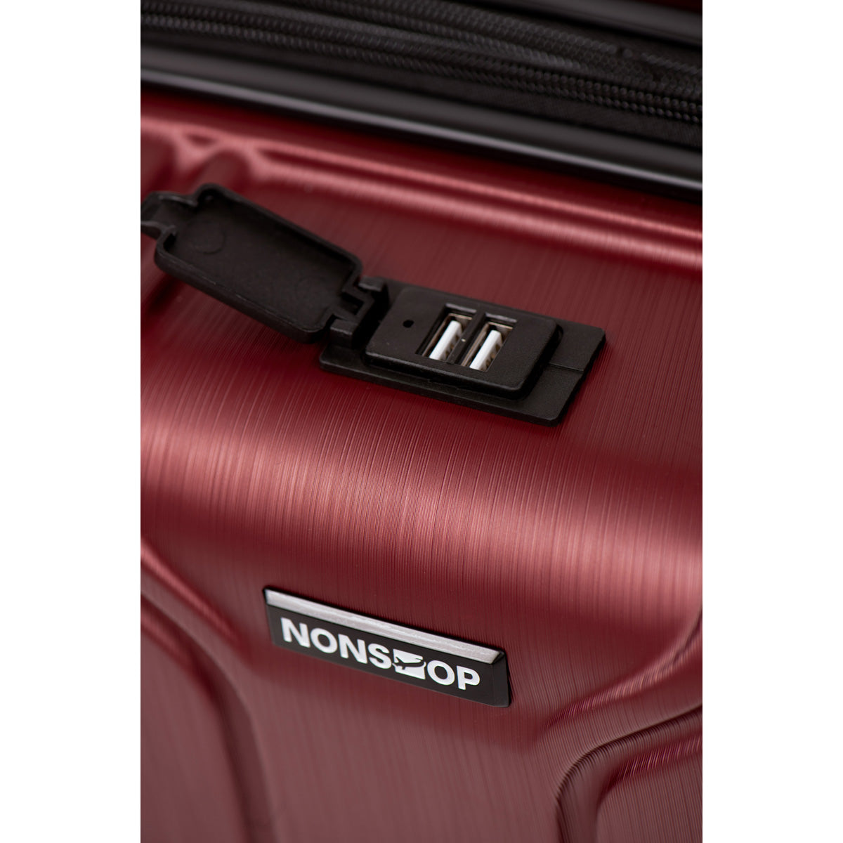 NONSTOP NEW YORK Luggage Expandable Spinner Wheels hard side shell Travel Suitcase Lightweight, TSA Lock, Double USB Port  ( Burgundy , 3-Piece Set (20/24/28) ) Burgundy 3 Piece Set 20 24 28 U36