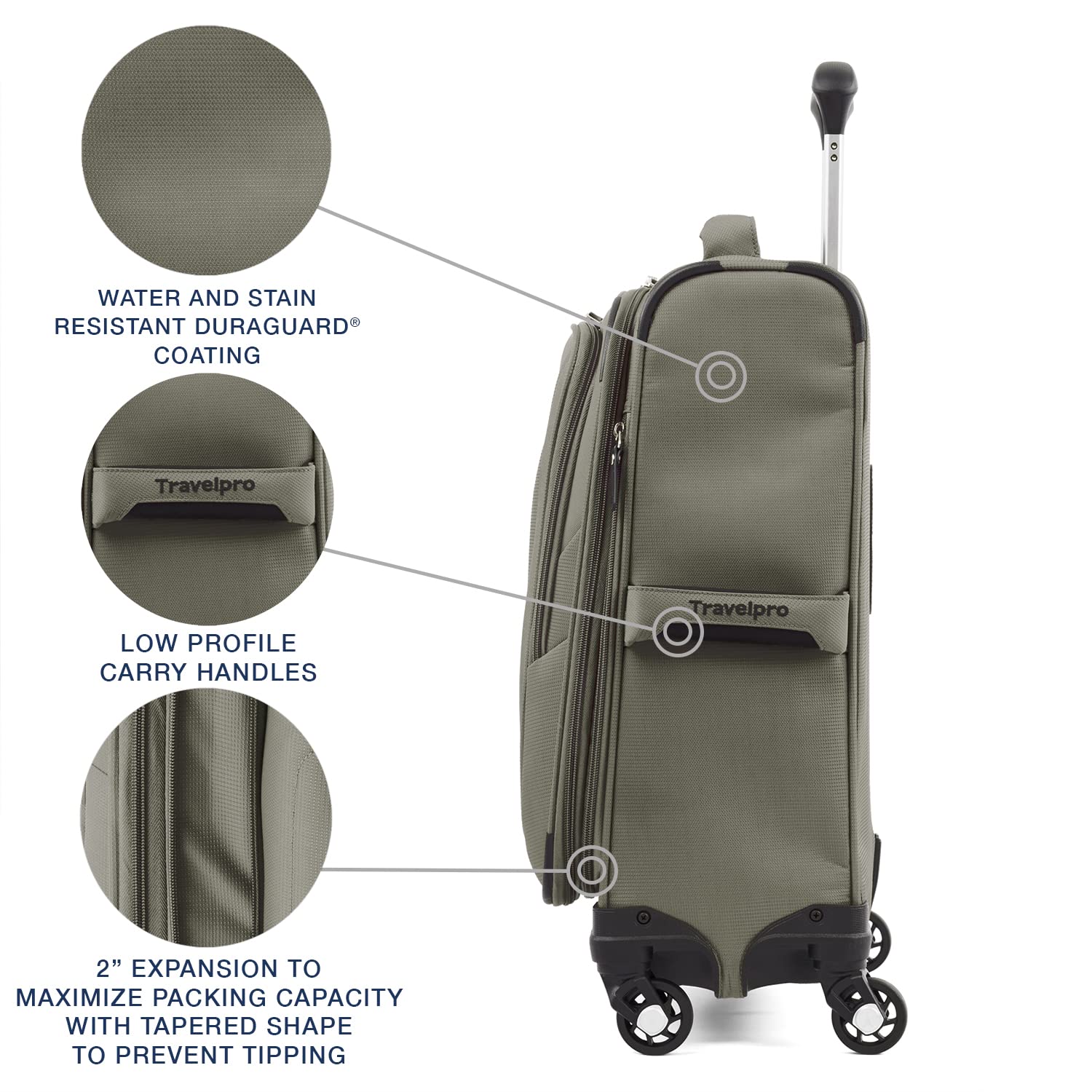Travelpro Maxlite 5 Softside Expandable Luggage with 4 Spinner Wheels, Lightweight Suitcase, Men and Women Slate Green Carry On 19 Inch U3