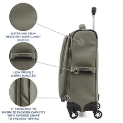 Travelpro Maxlite 5 Softside Expandable Luggage with 4 Spinner Wheels, Lightweight Suitcase, Men and Women Slate Green Carry On 19 Inch U3