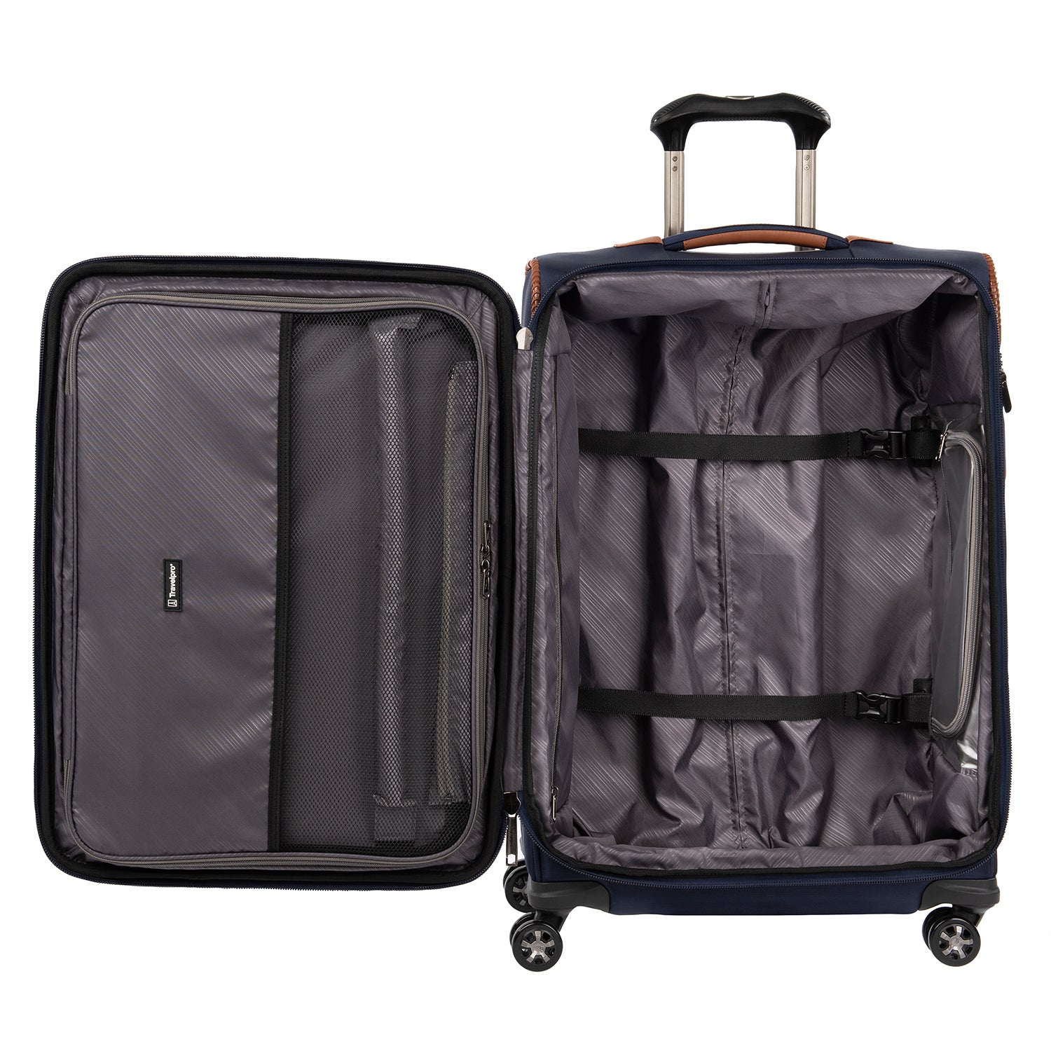 Travelpro Crew Versapack Softside Expandable Spinner Wheel Luggage ( Patriot Blue , Checked-Medium 25-Inch ) Patriot Blue Checked Medium 25 Inch U3