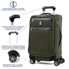 Travelpro Platinum Elite Softside Expandable Carry on Luggage, 8 Wheel Spinner Suitcase, USB Port, Suiter, Men and Women, Carry On 21-Inch ( Pilot Green , Carry-On 21-Inch ) Pilot Green Carry On 21 Inch U7