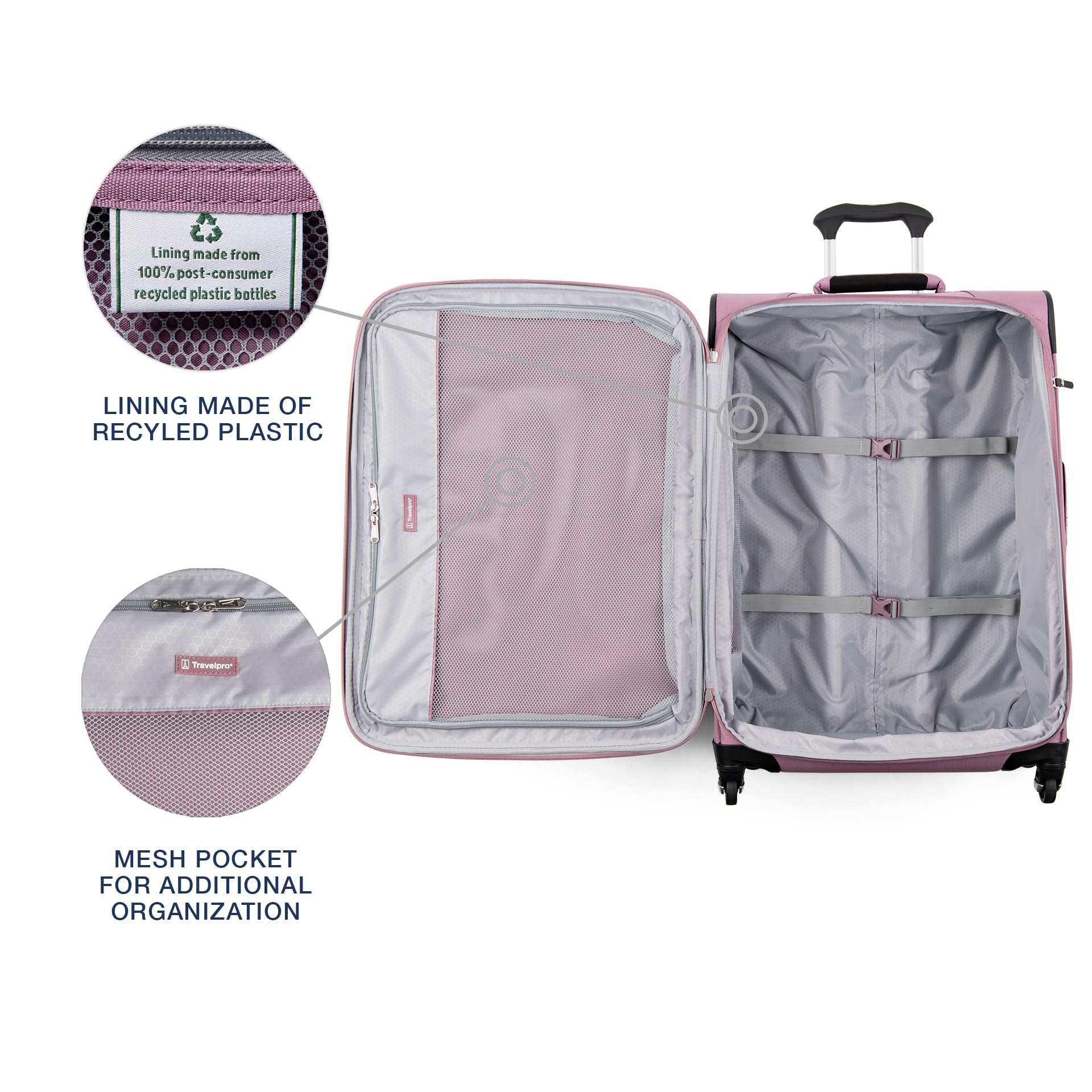 Travelpro Maxlite 5 Softside Expandable Luggage with 4 Spinner Wheels, Lightweight Suitcase, Men and Women ( Orchid Pink Purple , Checked-Medium 25-Inch ) Orchid Pink Purple Checked Medium 25 Inch U2