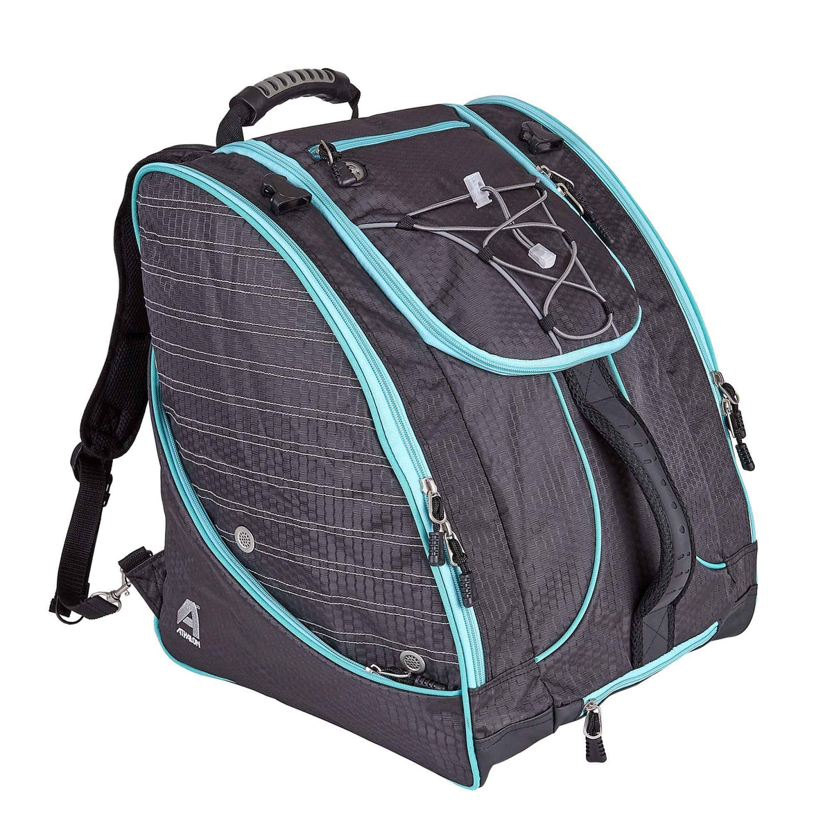 Athalon Everything Ski Boot Bag and Backpack Plus– Ski - Snowboard – Holds Everything – (Ski Boots, Helmet, Goggles, Gloves) ( Graphite/Teal , One Size ) Graphite/Teal One Size U2