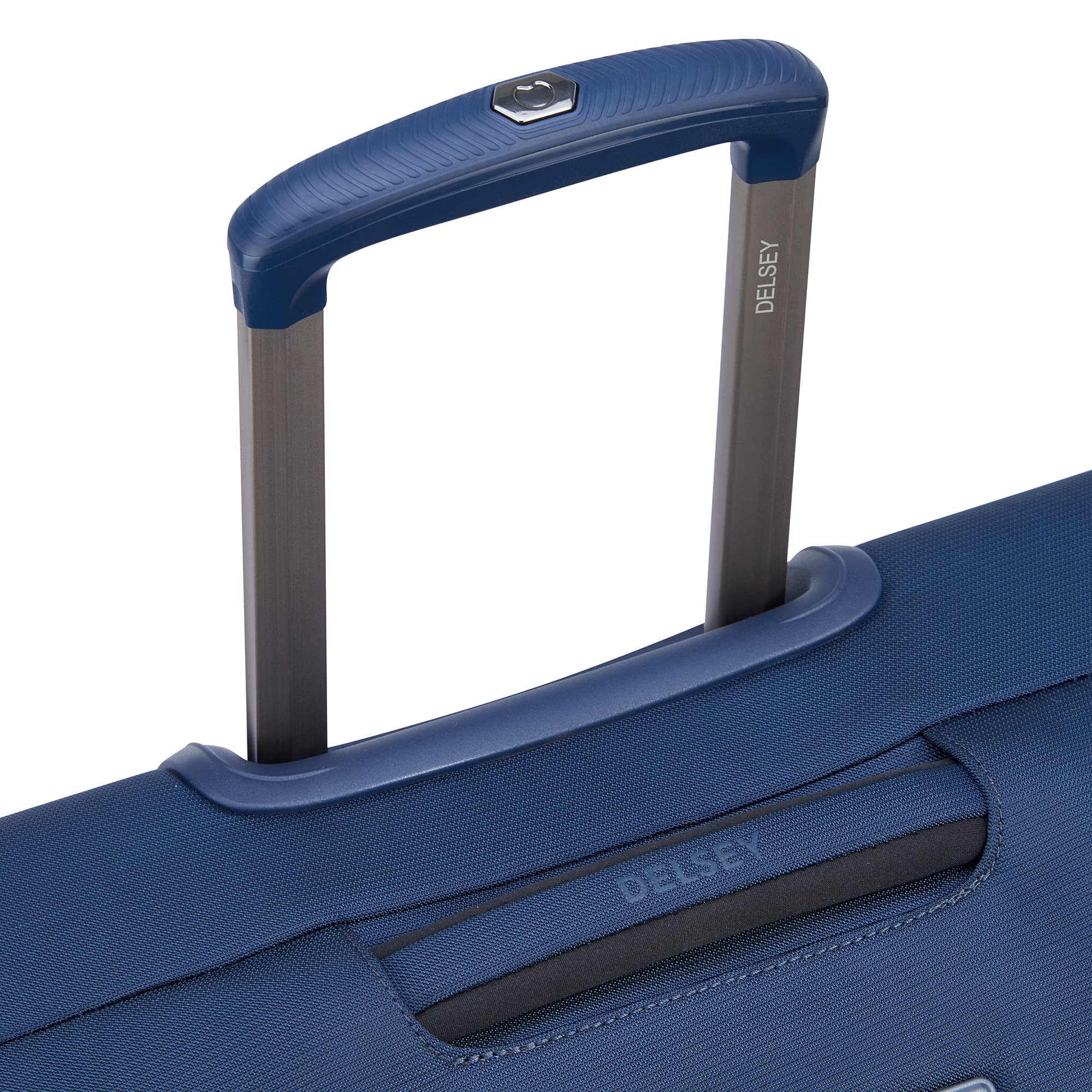DELSEY Paris Helium DLX Softside Expandable Luggage with Spinner Wheels ( Navy Blue , Checked-Medium 25 Inch ) Navy Blue Checked Medium 25 Inch U3