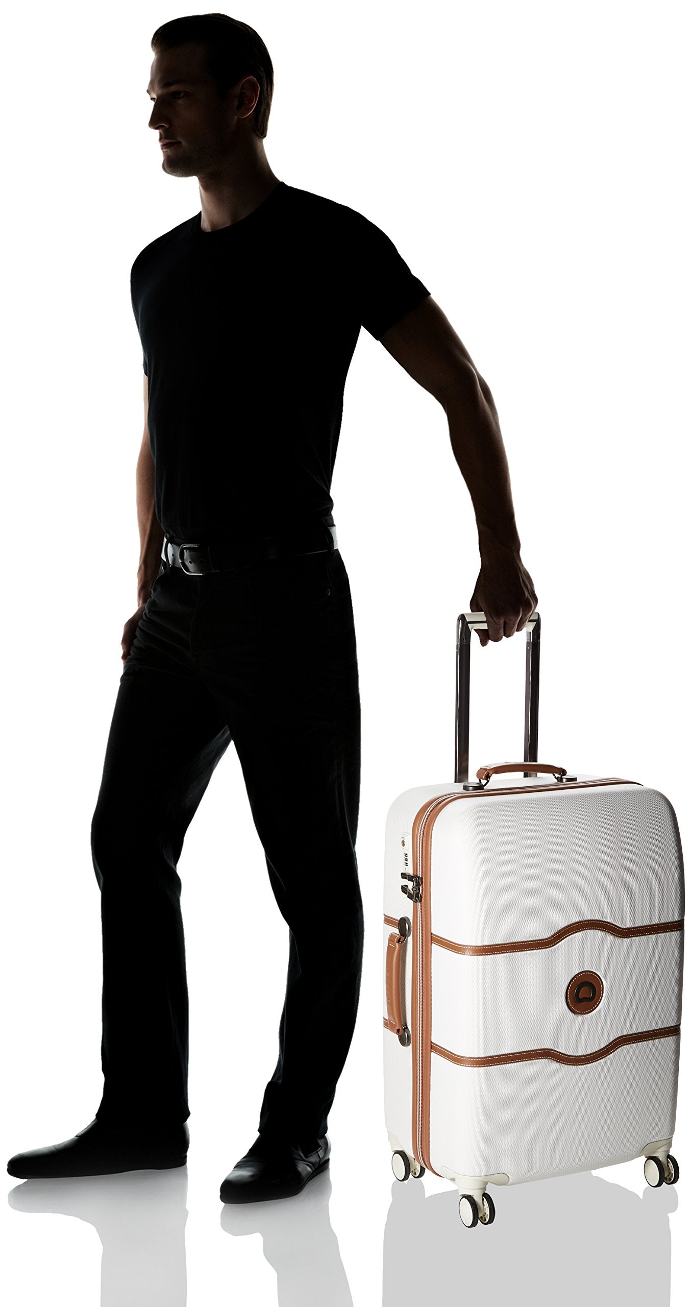 DELSEY Paris Chatelet Air 2.0 Hardside Luggage with Spinner Wheels Champagne White Checked Medium 24 Inch With Brake U7