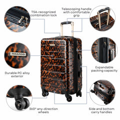 Ricardo Beverly Hills Cambria Hardside Luggage | Stylish Suitcase with Wheels for Effortless Travel, Expandable and Secure TSA-Locked Packing 29-inch Large Checked ( Tortoise , Checked Large 29-Inch ) Tortoise Checked Large 29 Inch U2