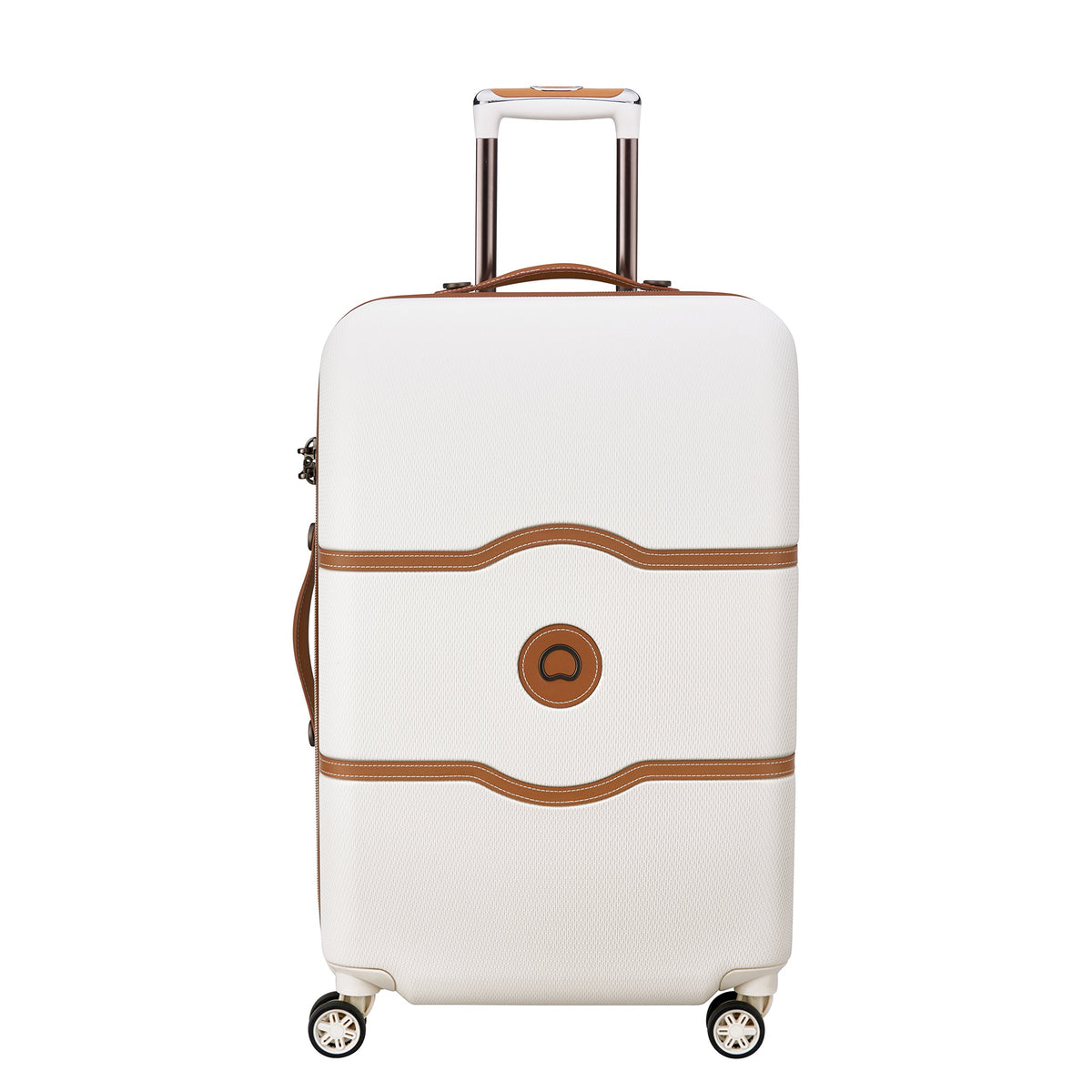 DELSEY Paris Chatelet Hardside Luggage with Spinner Wheels Champagne White Checked Medium 24 Inch U5