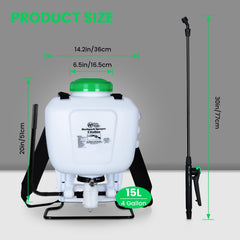 4-Gallon Backpack Sprayer with Padded Shoulder Strap for Pests & Weeds, Watering Garden, and Spraying Plants, in Translucent White by RealWork U1