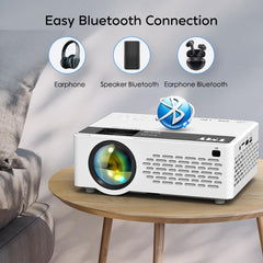 TMY Mini Projector, Upgraded Bluetooth Projector with Screen, 1080P Full HD Portable Projector, Movie Projector Compatible with TV Stick Smartphone/HDMI/USB, indoor & outdoor use U1