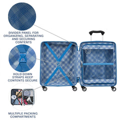 Travelpro Maxlite 5 Hardside Spinner Wheel Luggage ( Azure Blue , Carry-On 19-Inch ) Azure Blue Carry On 19 Inch U3