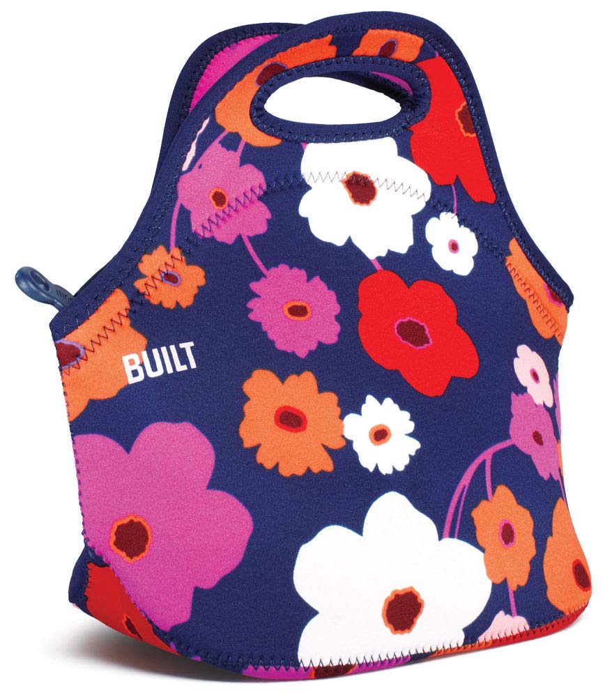 BUILT Gourmet Getaway Soft Neoprene Lunch Tote Bag - Lightweight, Insulated and Reusable, Lush Flower U1