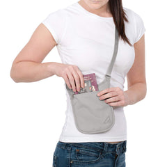 Pacsafe Coversafe V75 Anti-Theft RFID Blocking Passport Holder & Neck Pouch/Wallet - Fits up to Four Passports (or iPhone X) plus Credit Cards, for Women & Men (Neutral Grey) Neutral Grey One Size U1