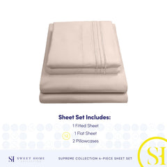 King Size Sheets - Breathable Luxury Bed Sheets with Full Elastic & Secure Corner Straps Built In - 1800 Supreme Collection Extra Soft Deep Pocket Bedding, Sheet Set, EXTRA DEEP pocket - King, Beige Beige EXTRA DEEP pocket - King U3